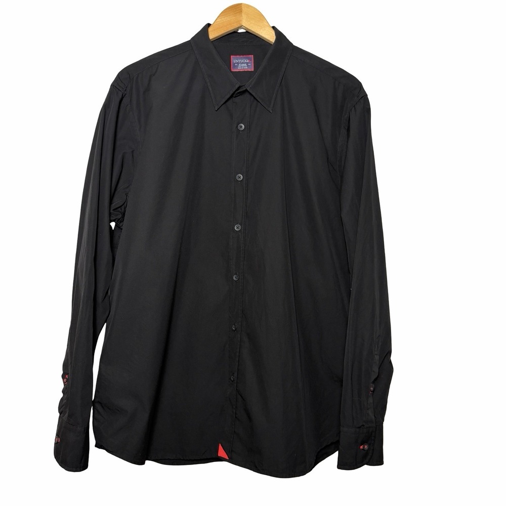 UNTUCKit Mens XL Black 100% Cotton Button Down Shirt Long Sleeve Quiet Luxury